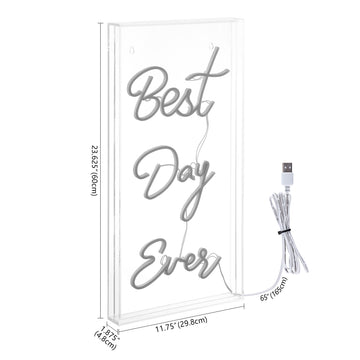 Best Day Ever Contemporary Glam Acrylic Box USB Operated LED Neon Light - JONATHAN Y